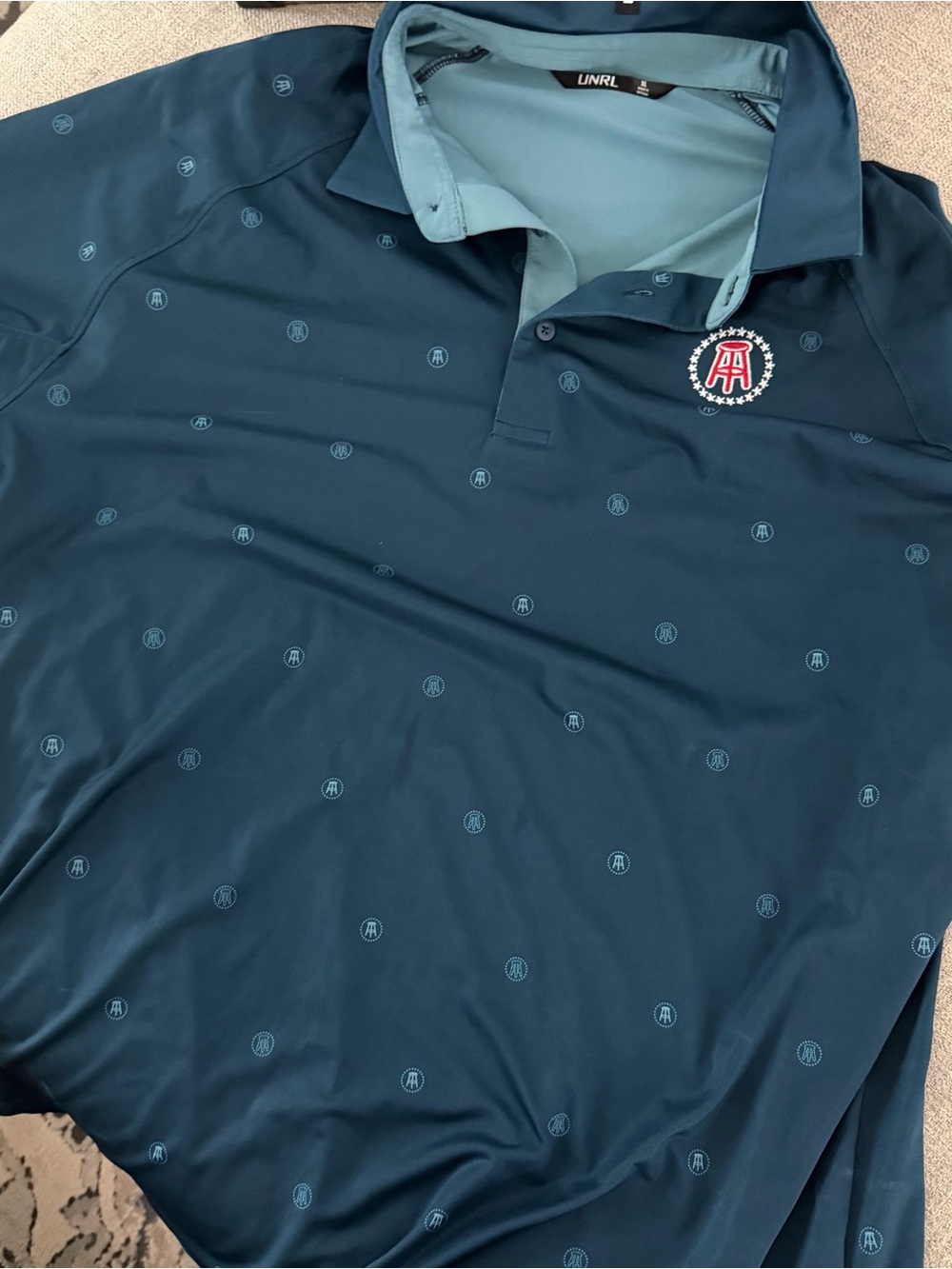 Barstool sorts Men's Teal Polo with Micro Emblem Print